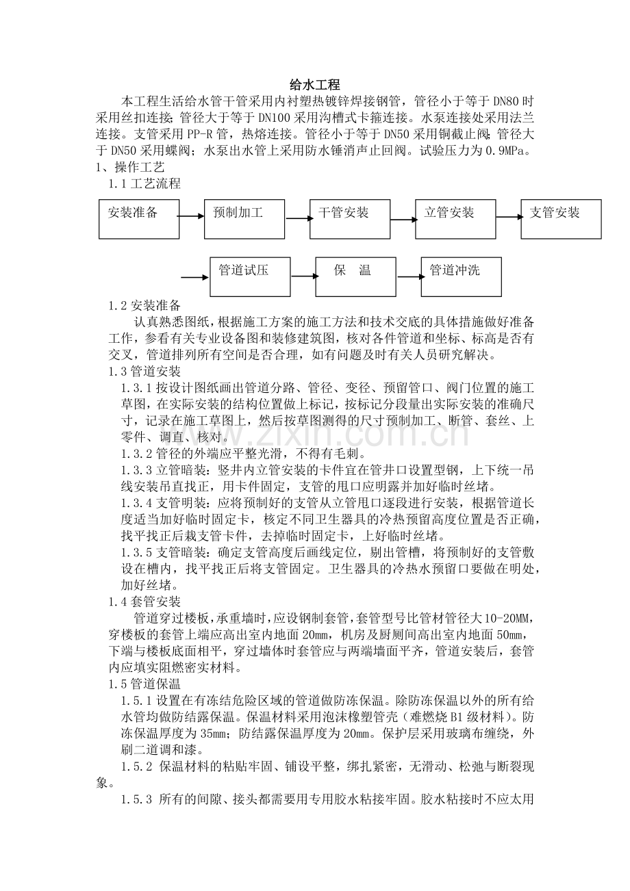 给水系统 内衬塑热镀锌焊接钢管 施工工艺.docx_第1页