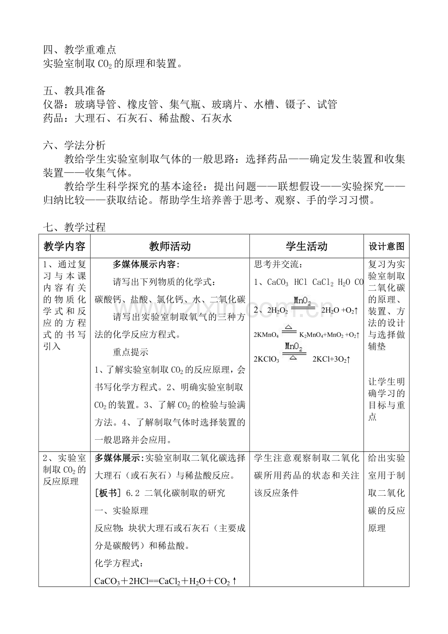 二氧化碳制取的研究+教学设计.doc_第2页