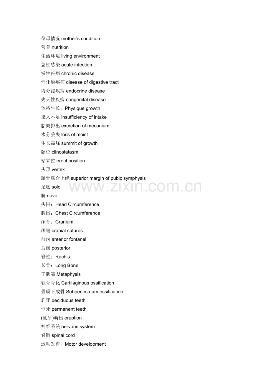 【医学英语】儿科医学常用词汇.docx_第2页