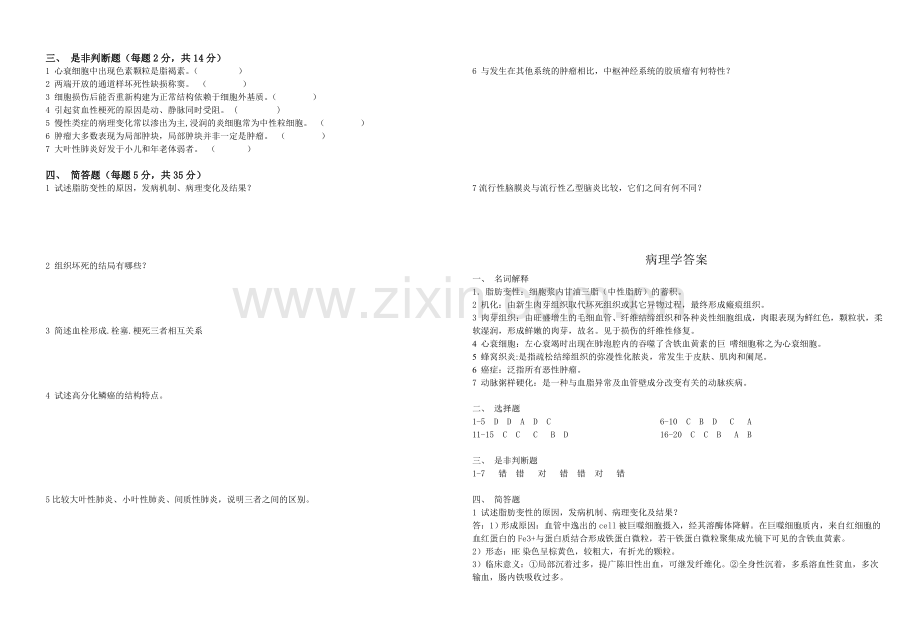 病理学试卷与答案.doc_第2页