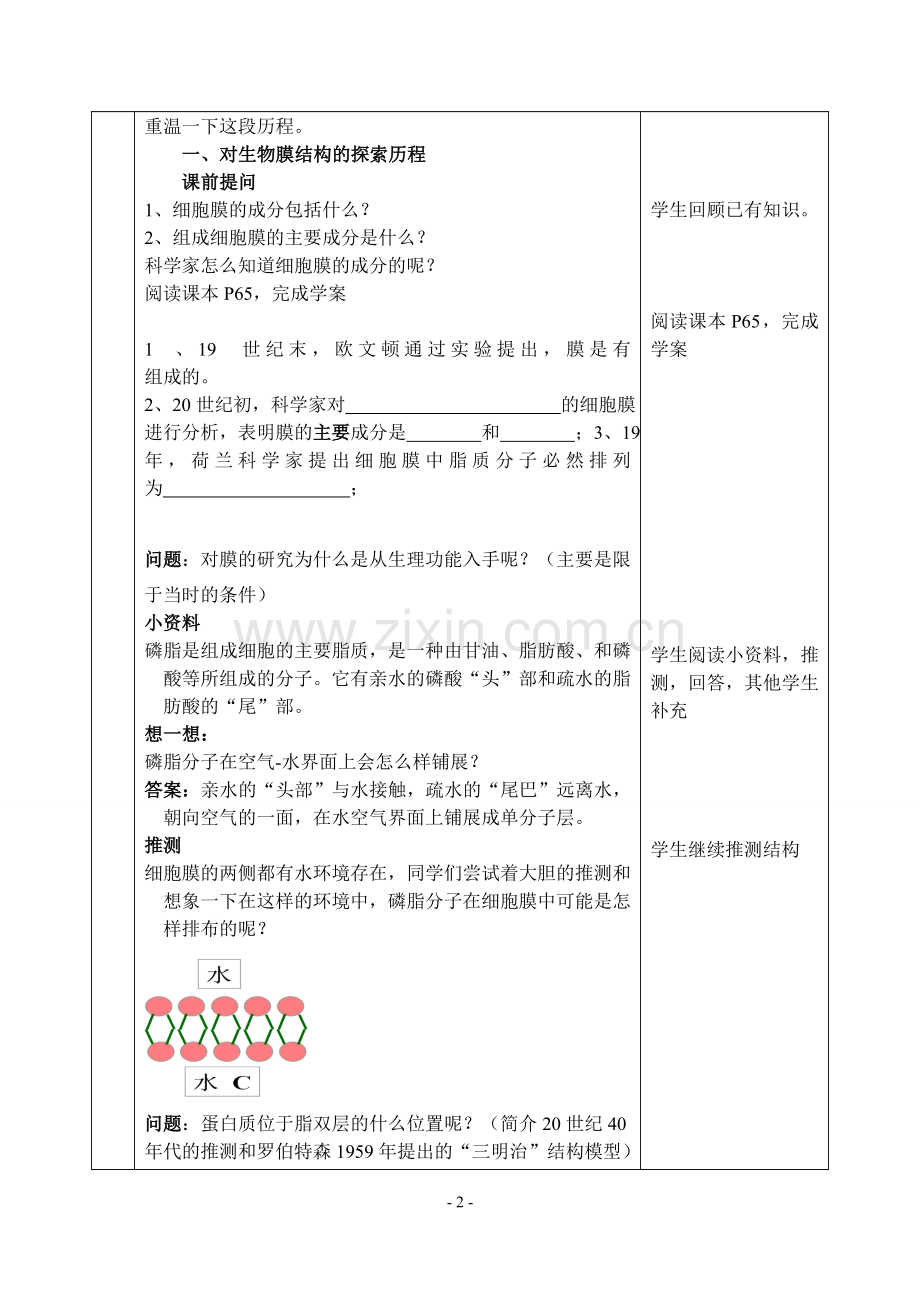 新课标高中生物必修一4.2生物膜的流动镶嵌模型.doc_第2页