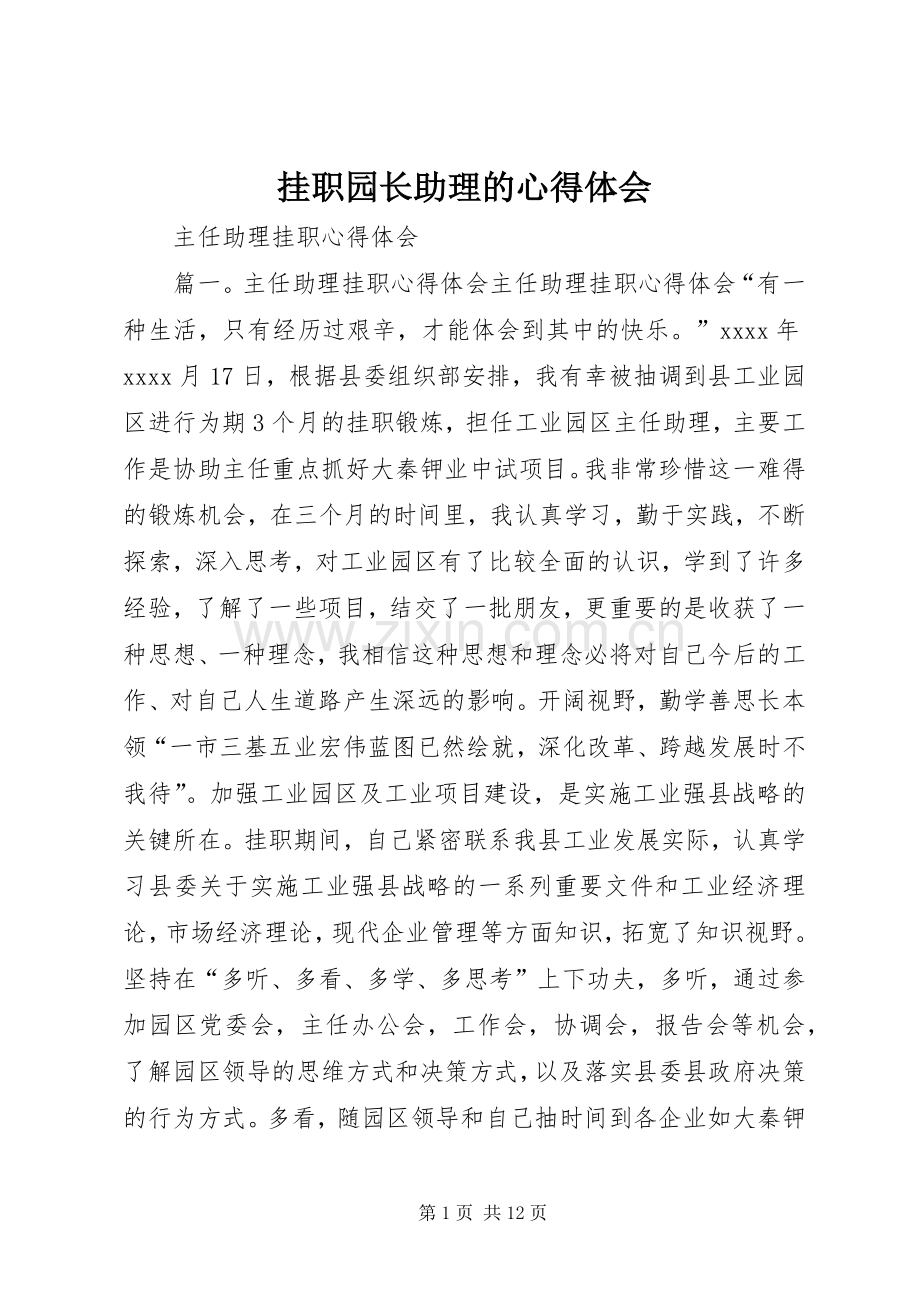 挂职园长助理的体会心得.docx_第1页