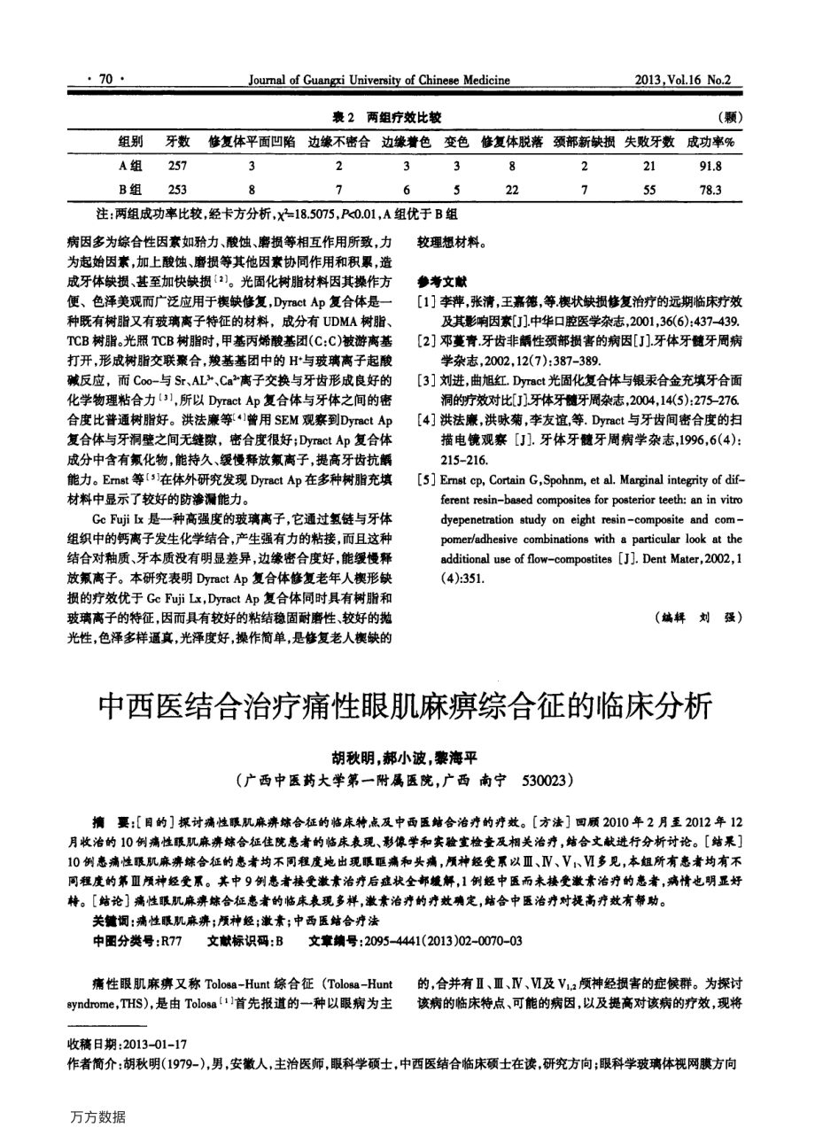 中西医结合治疗痛性眼肌麻痹综合征的临床分析.pdf_第1页