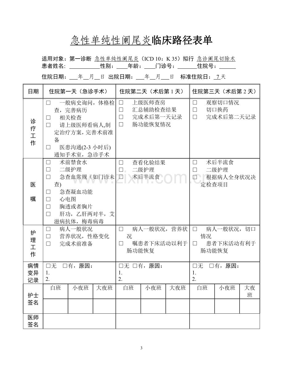 一、急性单纯性阑尾炎临床路径标准住院流程.doc_第3页