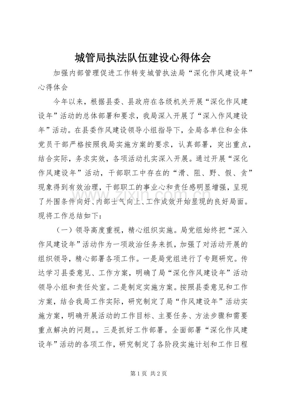 城管局执法队伍建设体会心得.docx_第1页