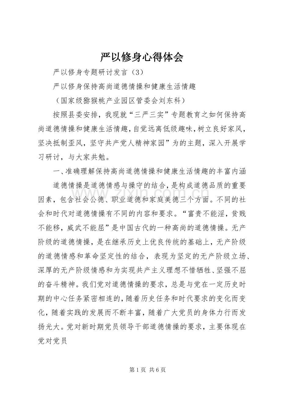 严以修身体会心得 (32).docx_第1页