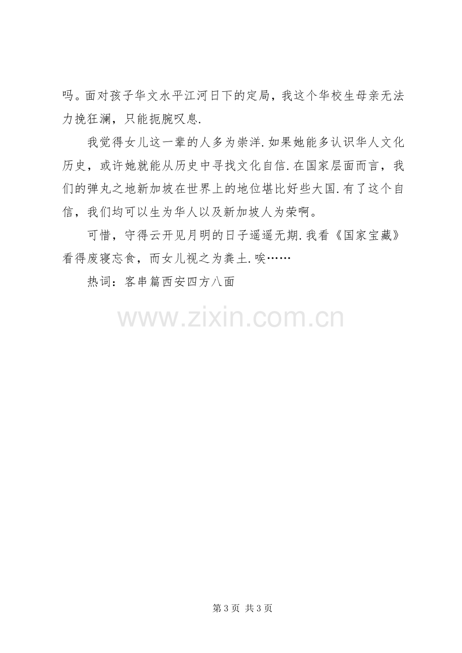 国家的宝藏观后心得300张芷乐-《国家宝藏》观后心得.docx_第3页