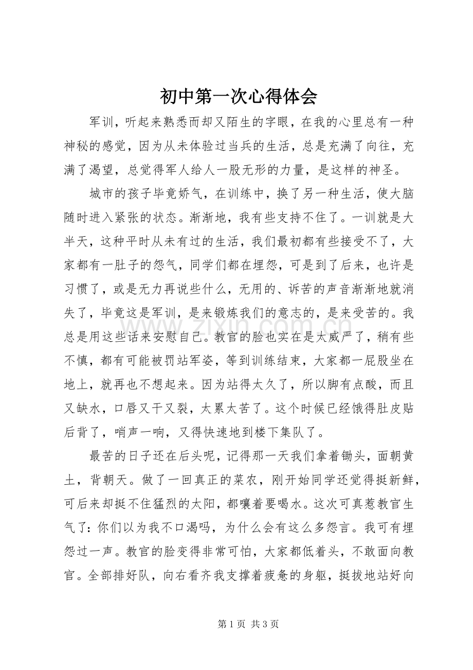 初中第一次体会心得.docx_第1页