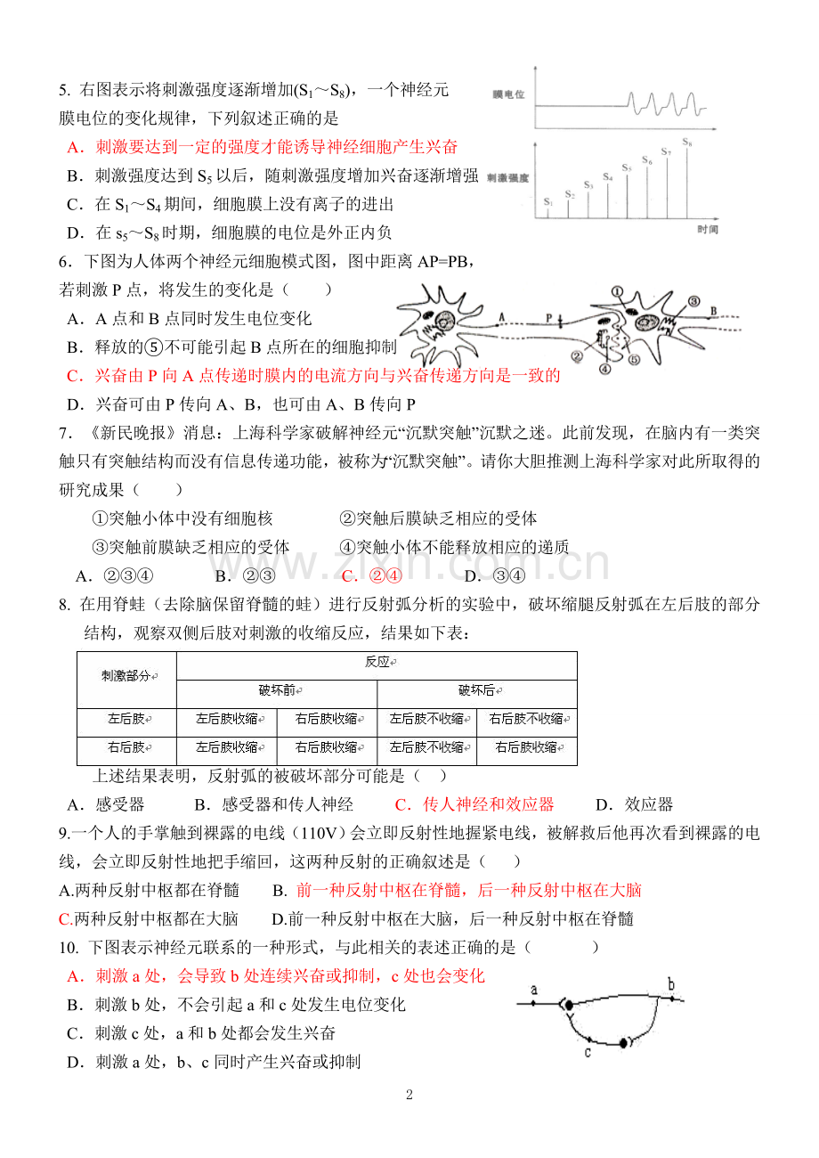 高一生物模拟试卷六.doc_第2页