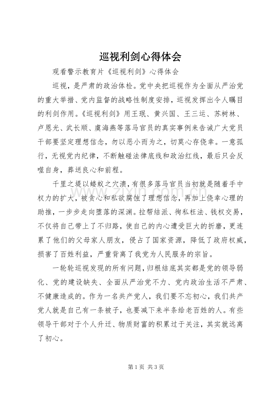 巡视利剑体会心得3.docx_第1页