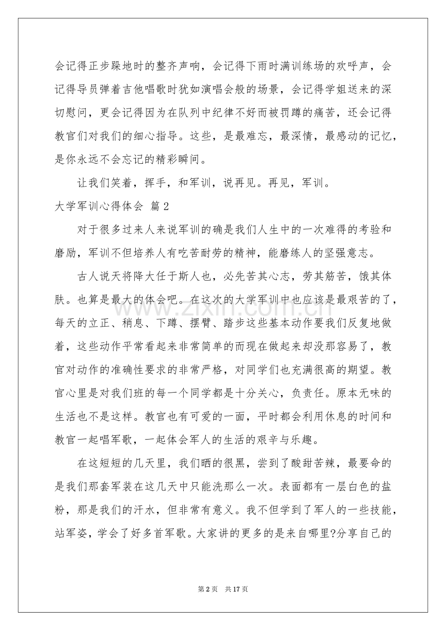 大学军训体会心得集合十篇.docx_第2页