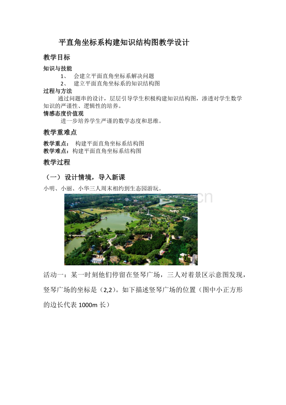 平面直角坐标系构建知识结构图教学设计.docx_第1页