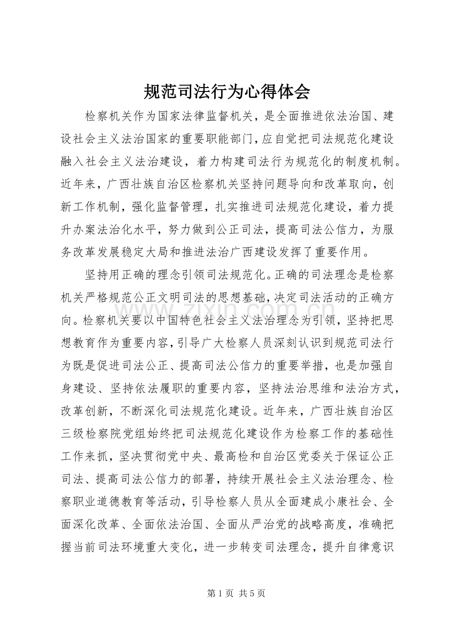 规范司法行为体会心得.docx_第1页