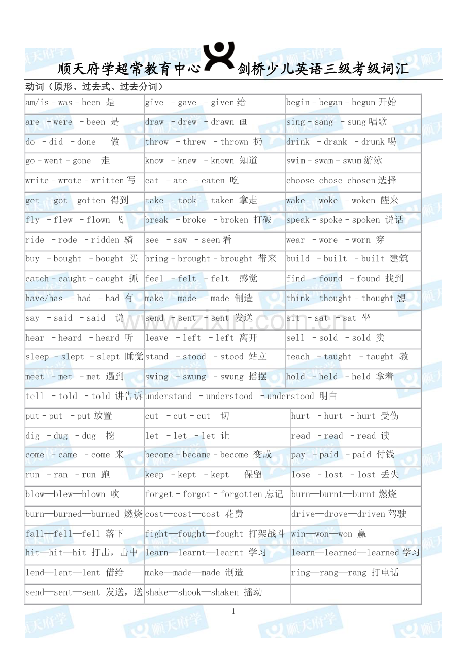 剑桥少儿英语三级考级词汇.pdf_第1页