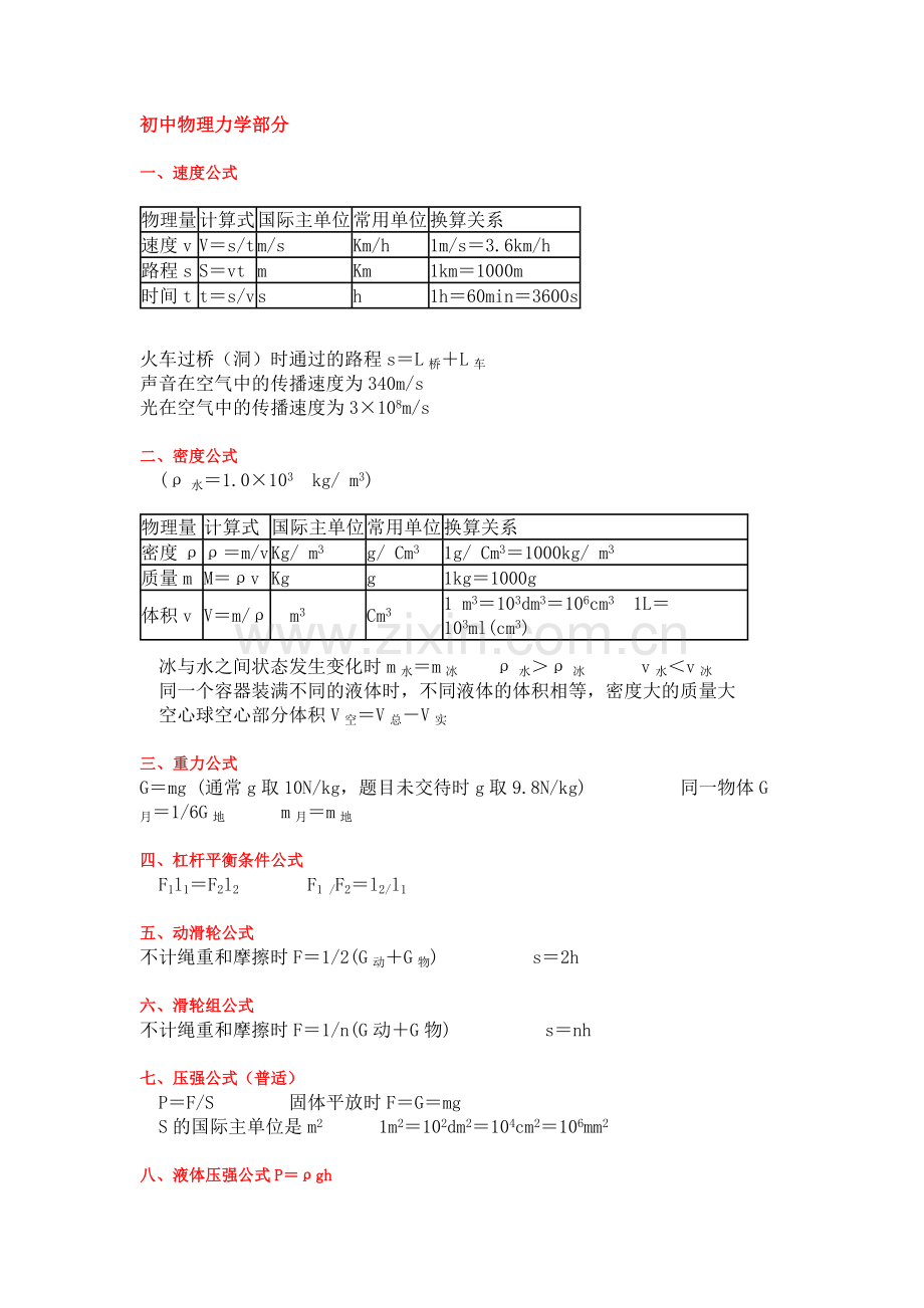 初中物理公式大全.docx_第1页