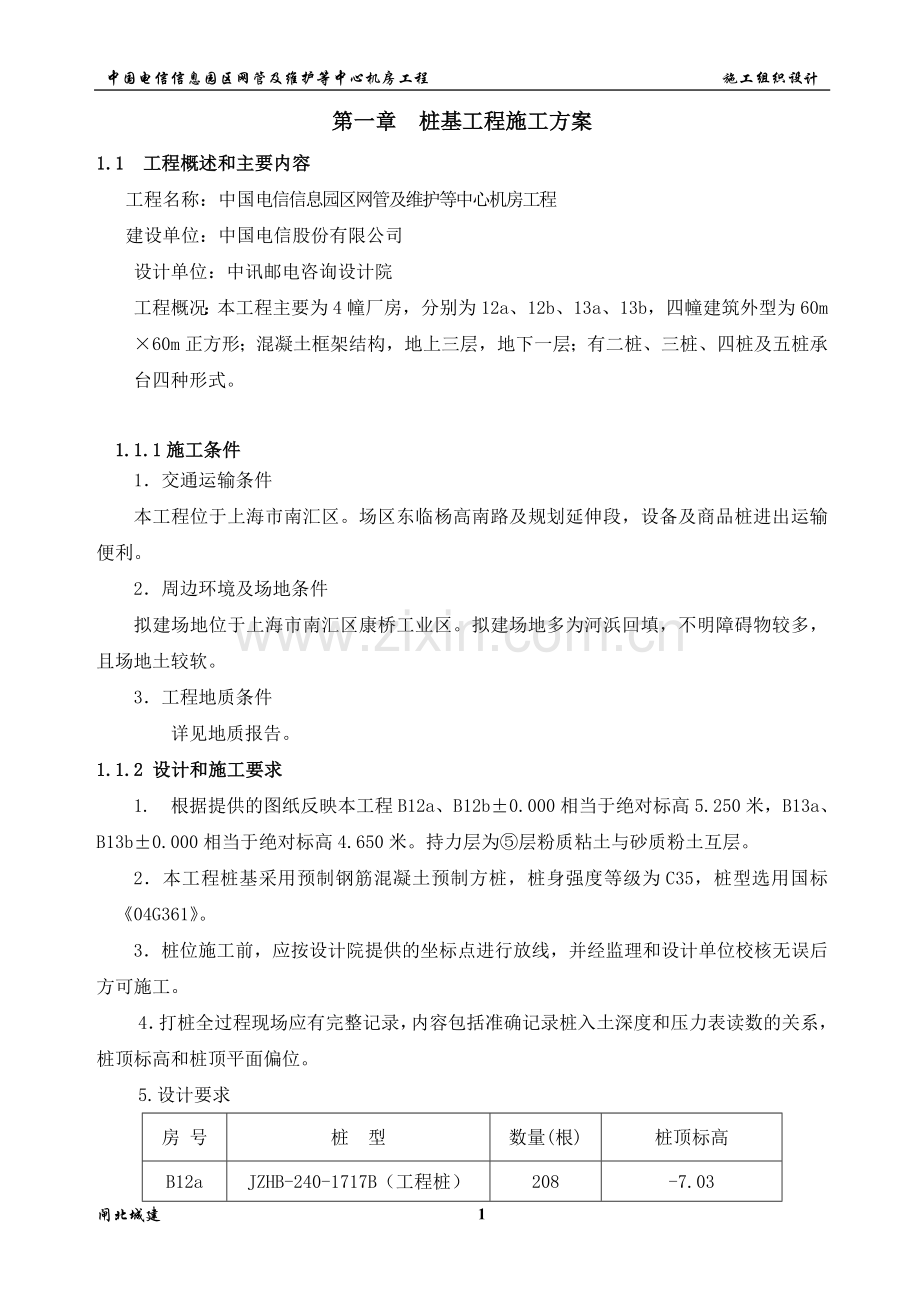 施工方案锤击桩,方桩.doc_第1页