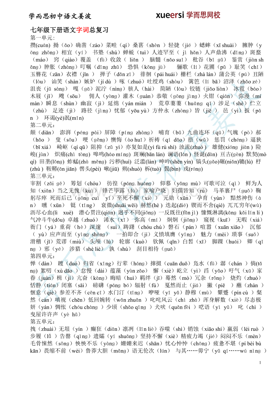 人教版初一下学期期末复习资料之字词篇.doc_第1页