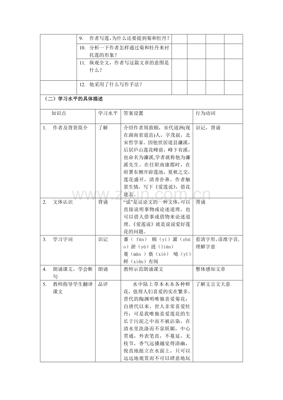 多媒体组合课堂教学设计方案-爱莲说.doc_第2页