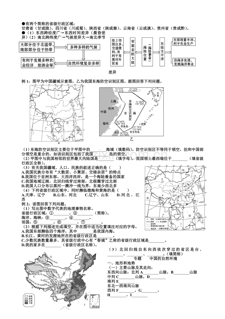 人教版初中地理中考专题复习专题五从世界看中国、中国的自然环境-学案(无答案).doc_第2页