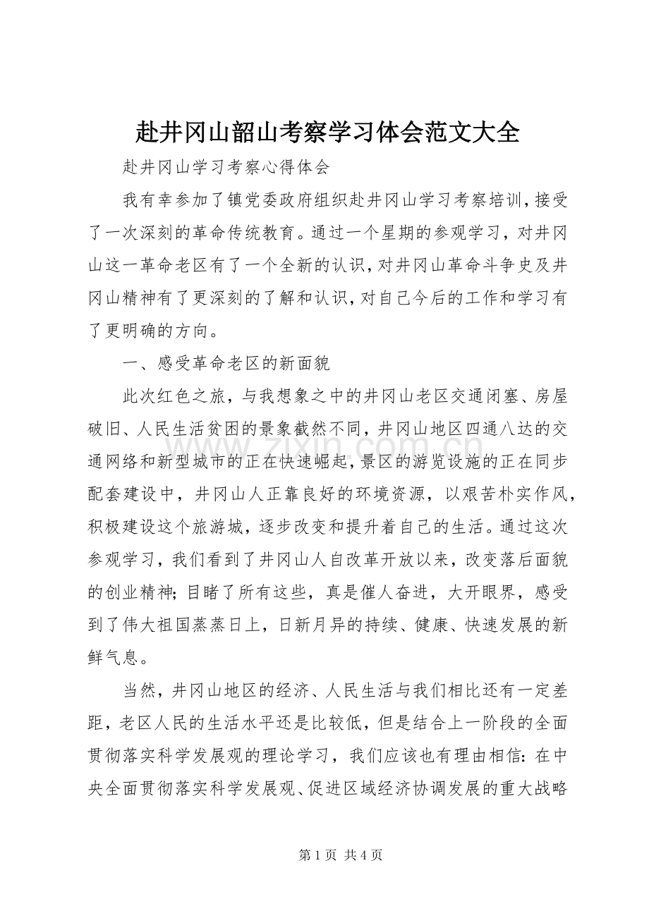 赴井冈山韶山考察学习体会范文大全.docx_第1页