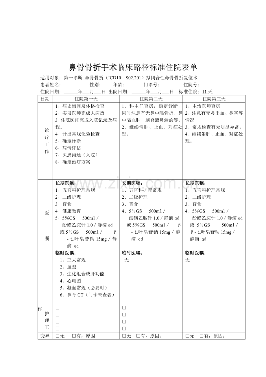 鼻骨骨折手术路径标准住院流程.doc_第2页