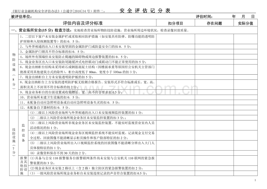 安全评估记分表.doc_第1页