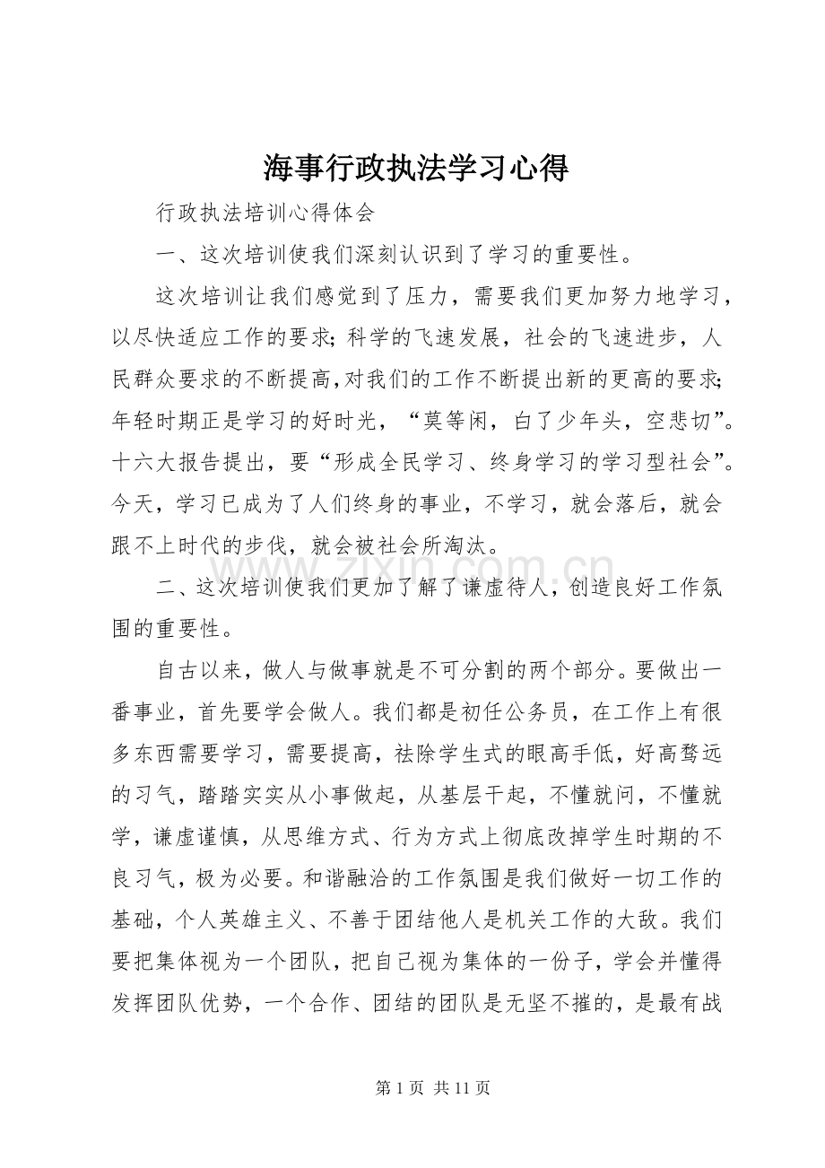 海事行政执法学习体会.docx_第1页