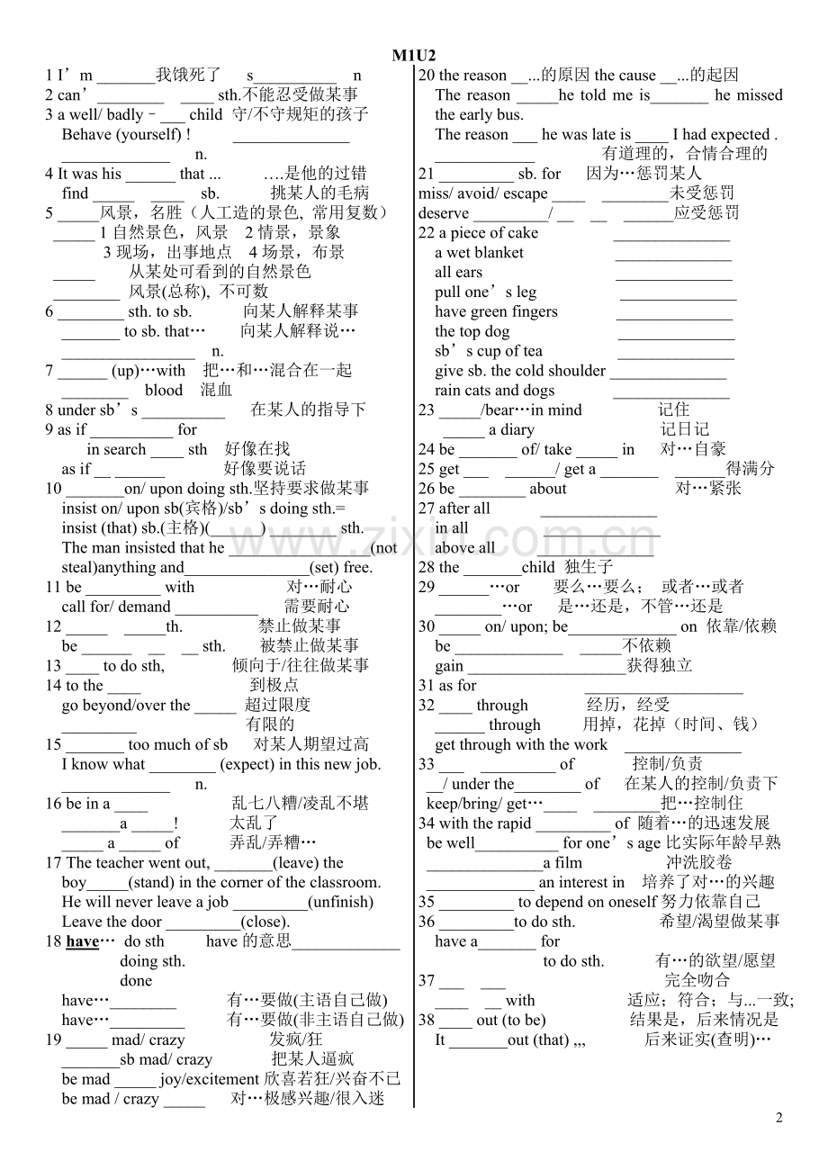 江苏译林版牛津高中英语高一模块一知识点自我检测.doc_第2页