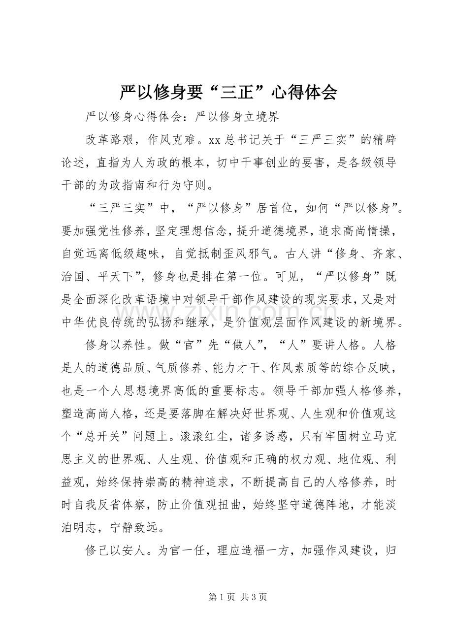 严以修身要“三正”体会心得.docx_第1页