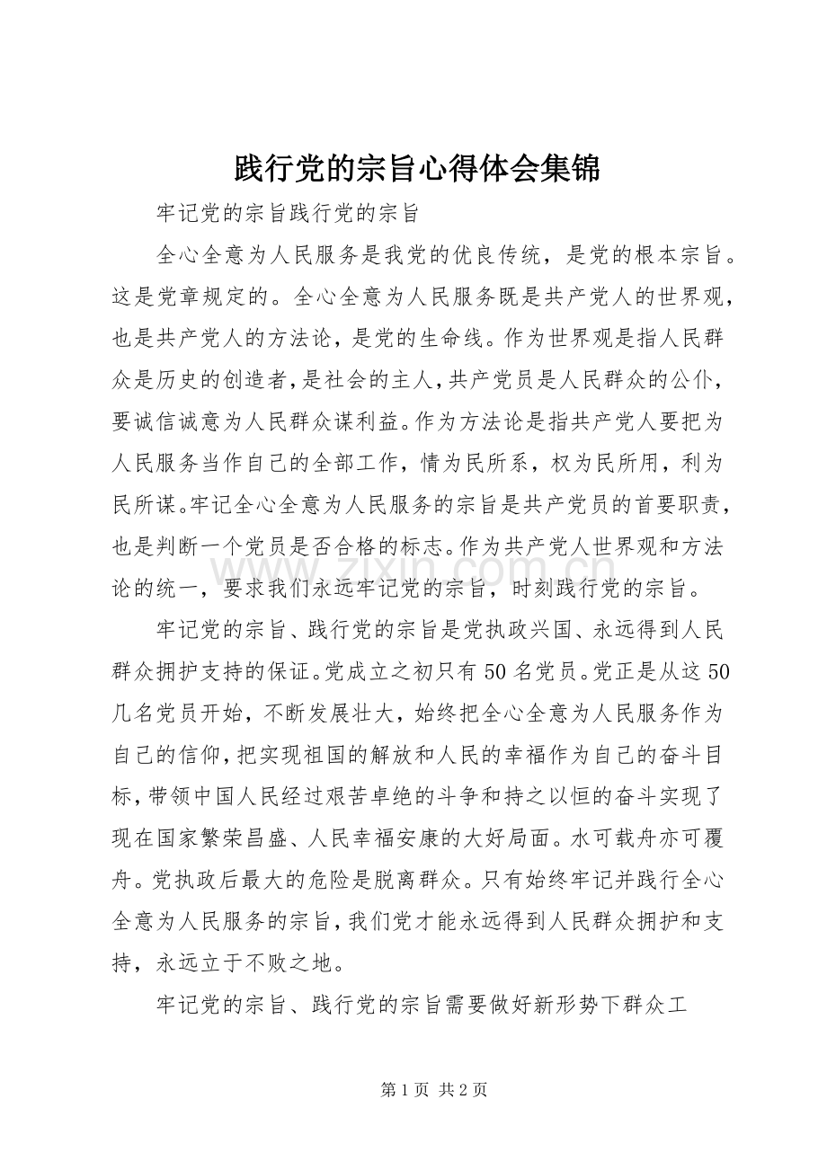 践行党的宗旨体会心得集锦.docx_第1页