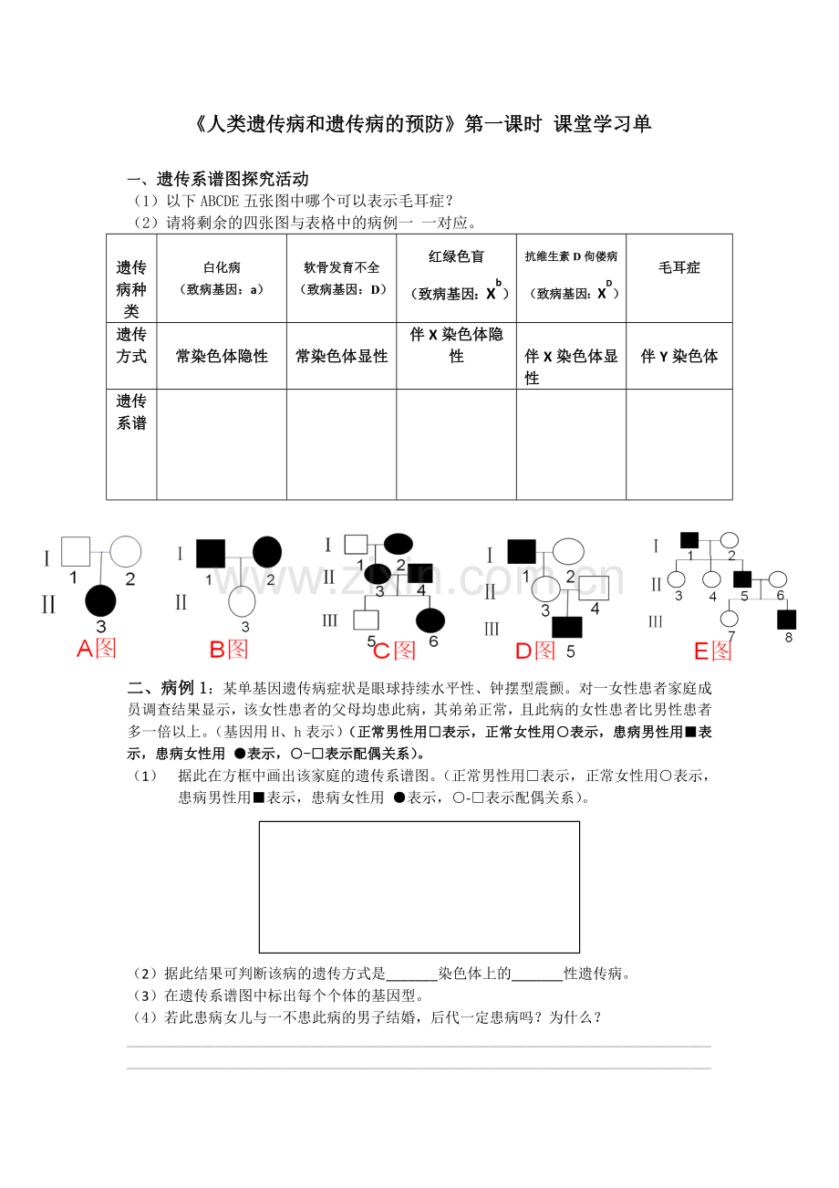 人类遗传病和遗传病的预防.doc_第1页