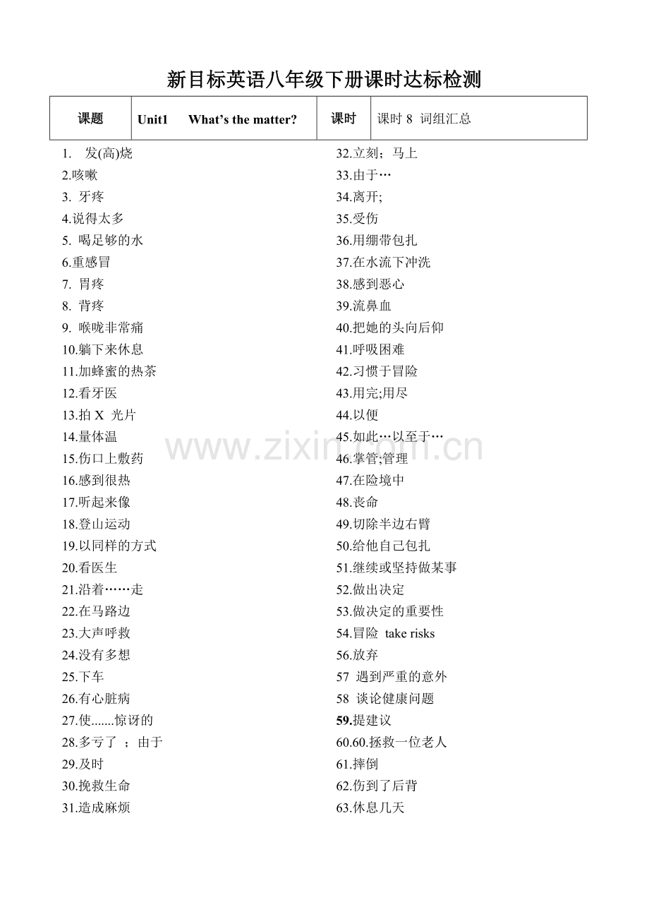 新目标英语八年级下册词组汉语汇总.doc_第1页