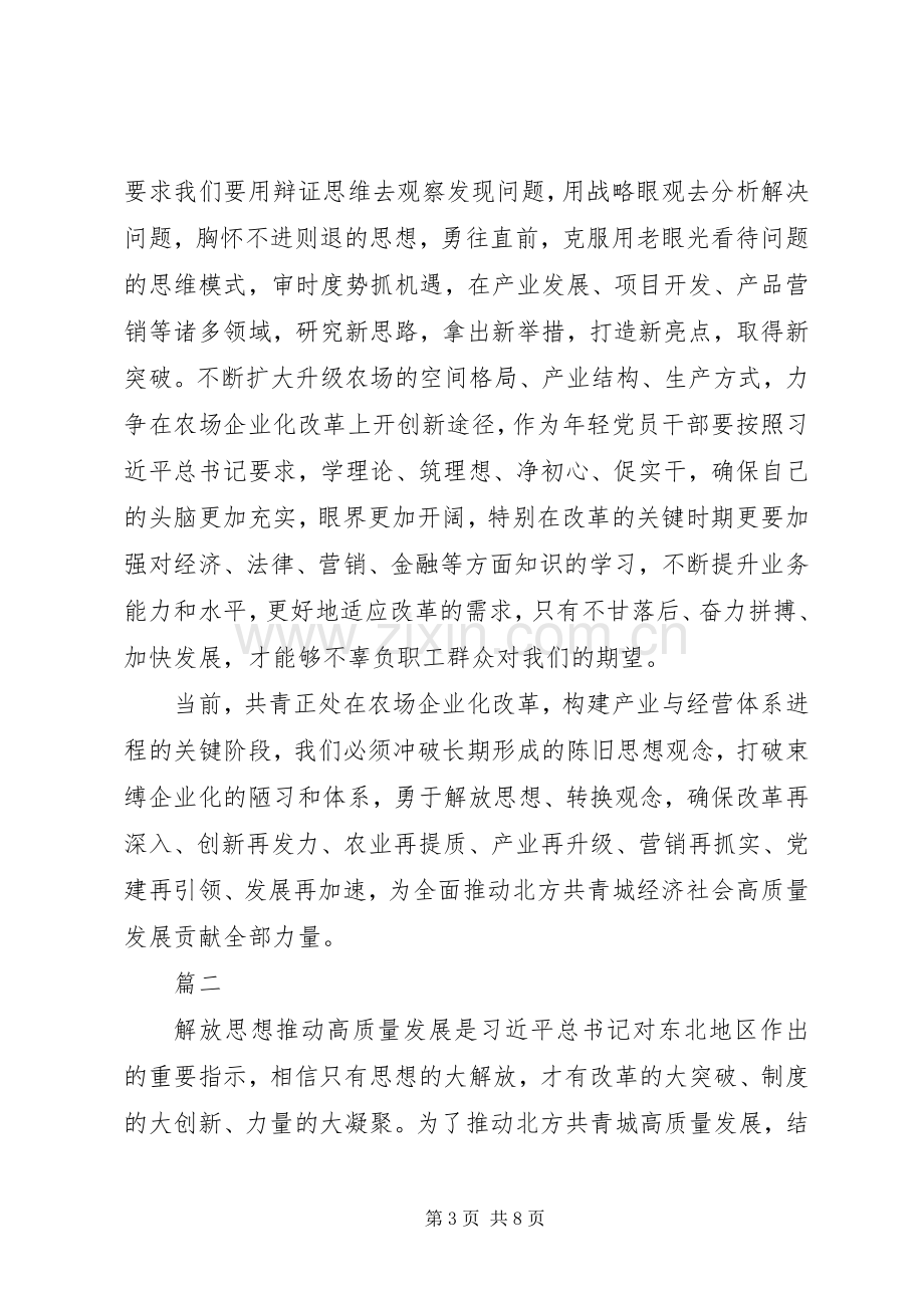 解放思想推动高质量发展大讨论体会心得3篇.docx_第3页