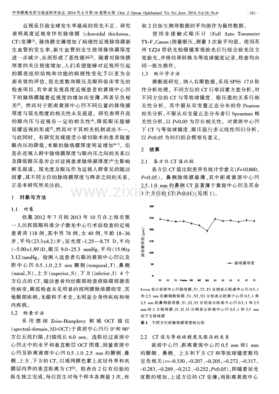 近视人群脉络膜厚度与屈光度及眼压的关系.pdf_第2页