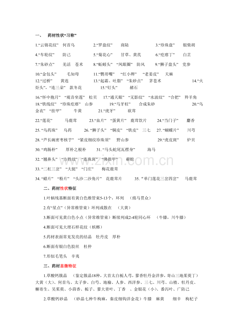 中药鉴定学考试重点横向总结.doc_第1页