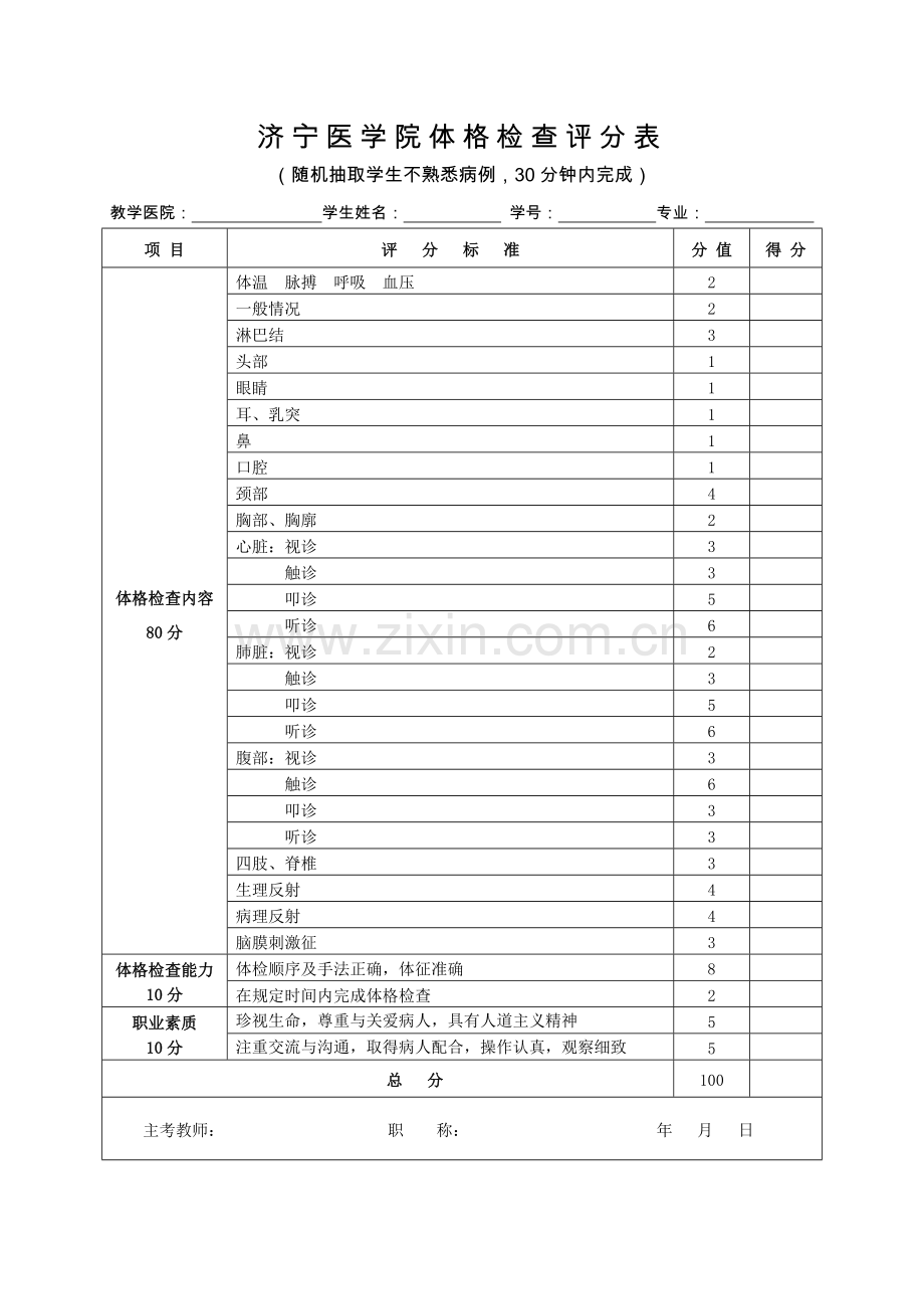 病史采集、内、外科技能操作评分表.doc_第2页