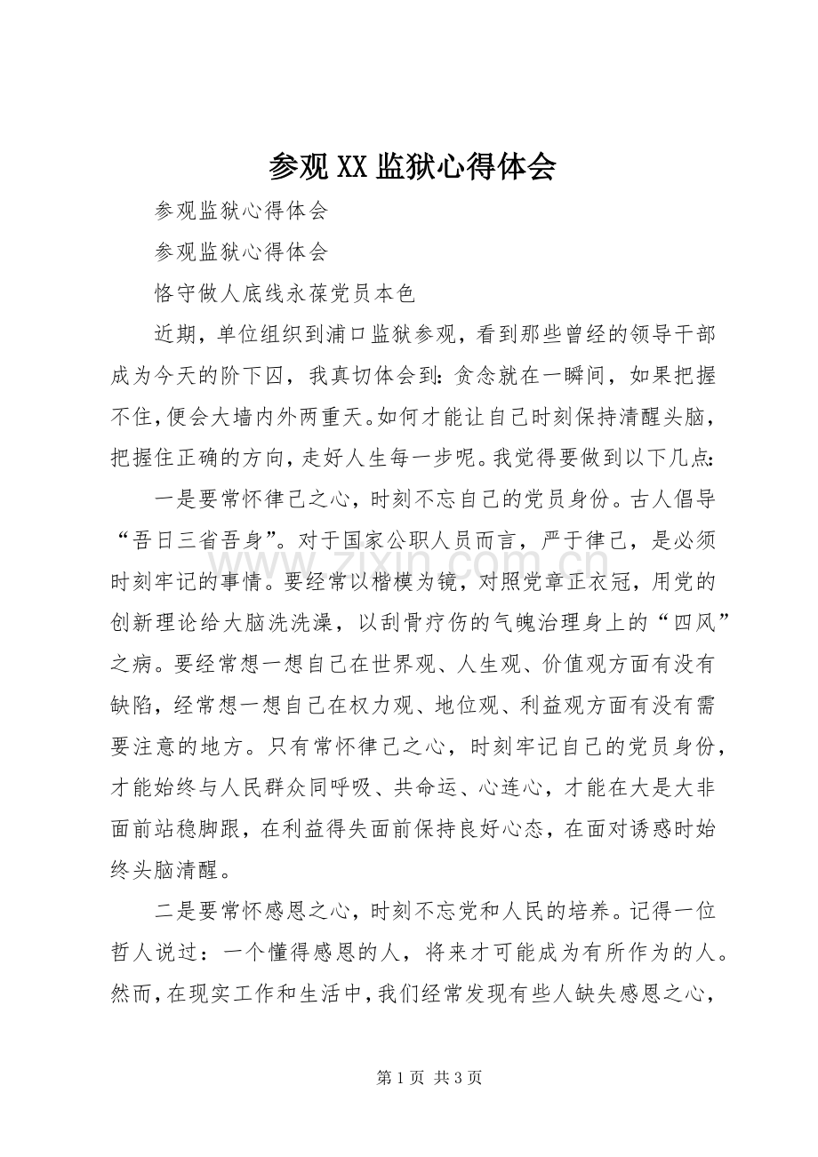 参观XX监狱体会心得.docx_第1页