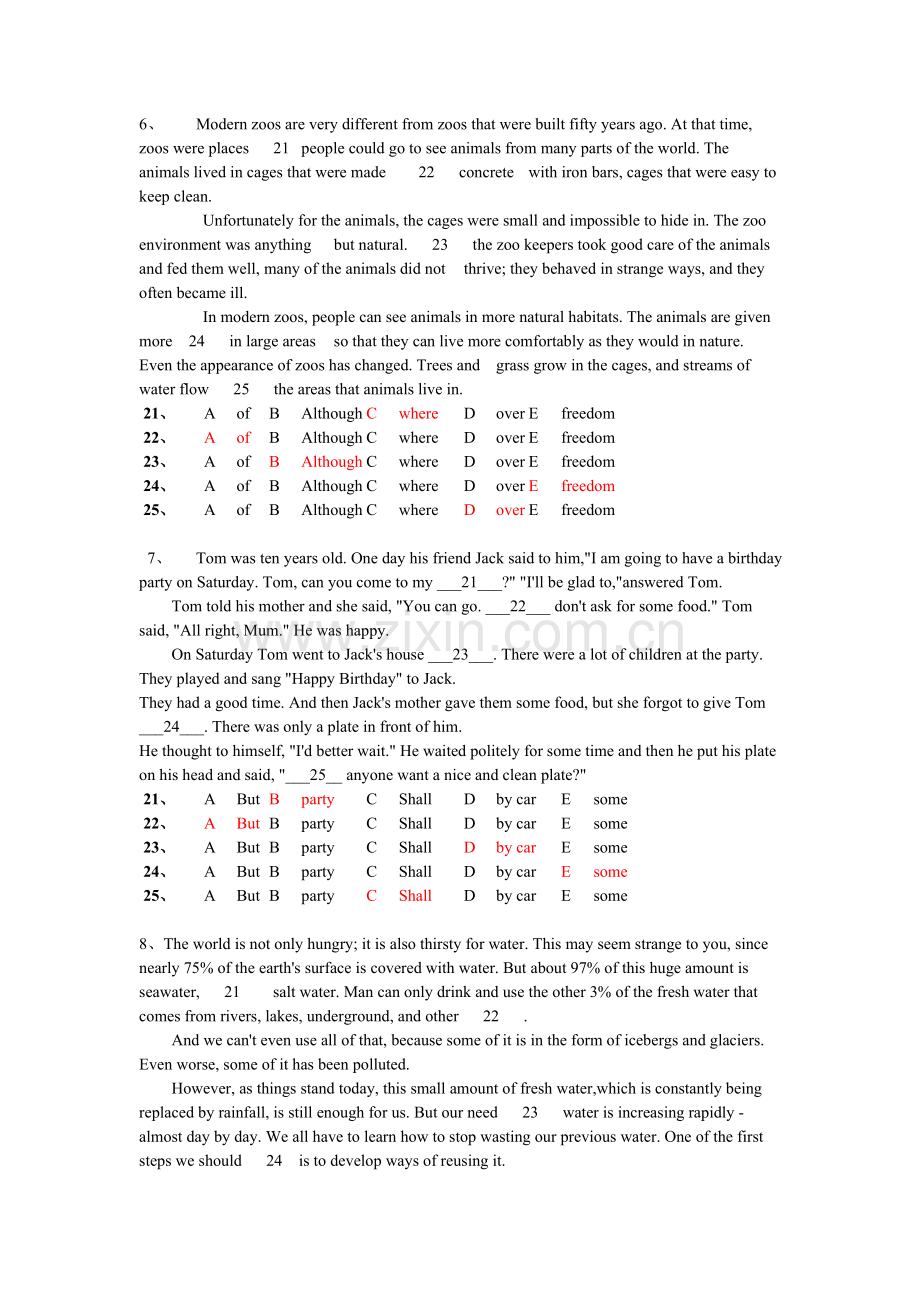 英语第三次作业完形123.doc_第3页