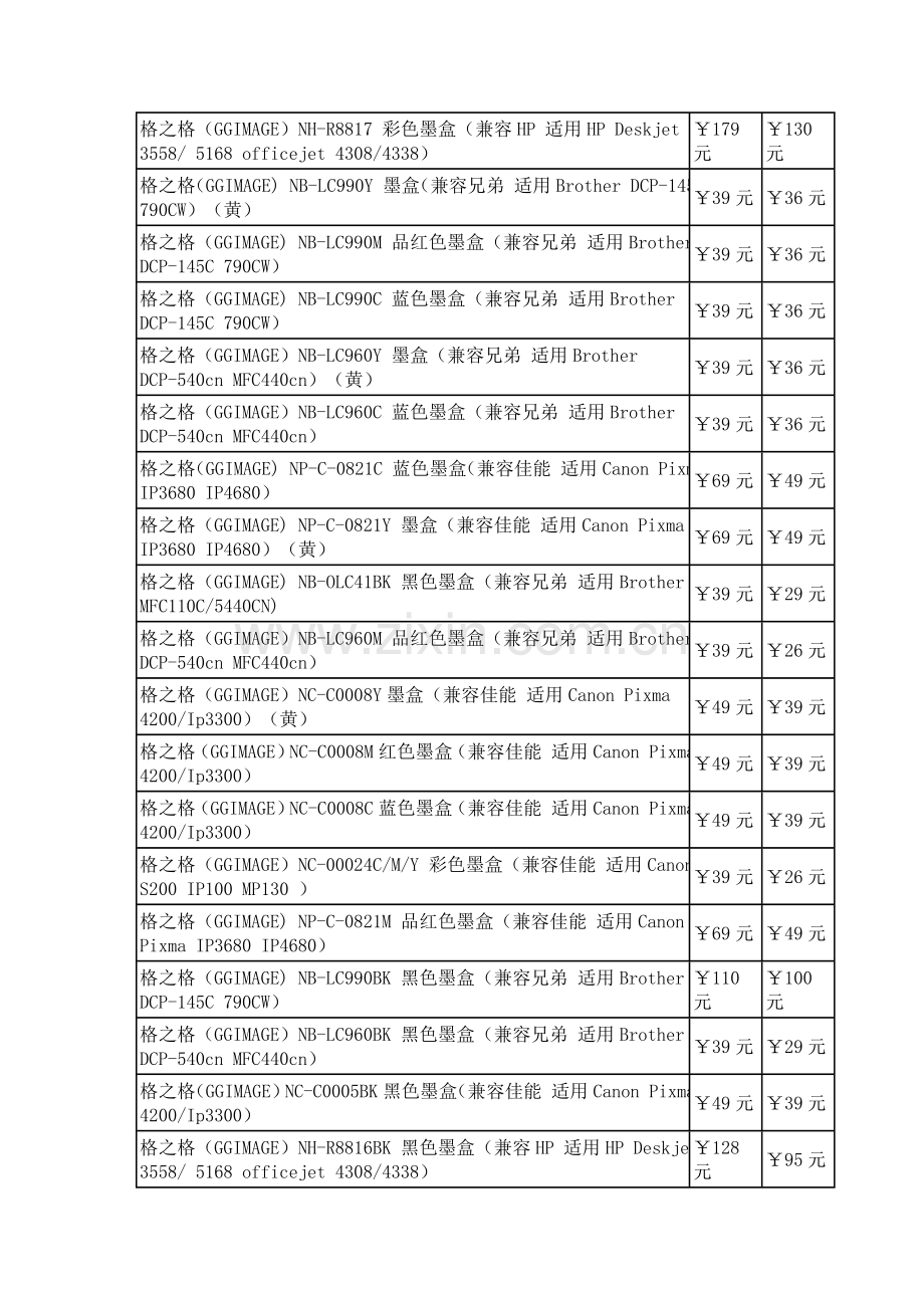 办公打印耗材商品报价表.doc_第3页