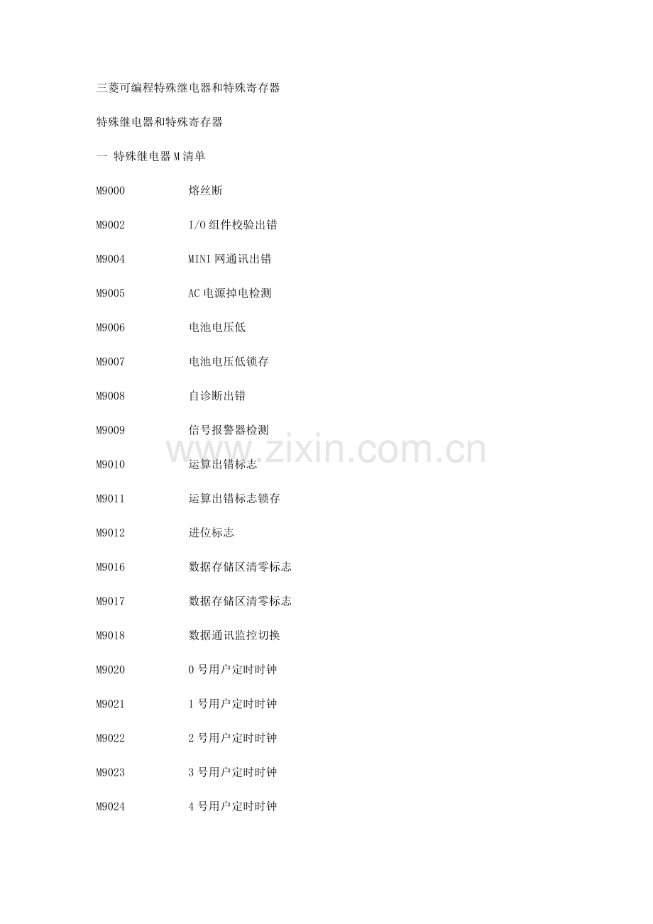 三菱可编程特殊继电器和特殊寄存器.doc_第1页