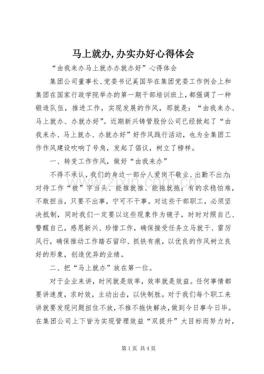 马上就办,办实办好体会心得.docx_第1页