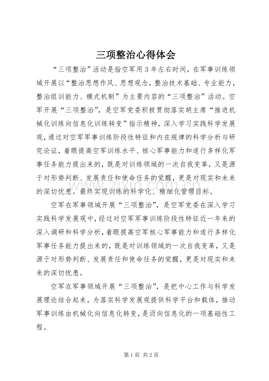 三项整治体会心得.docx_第1页