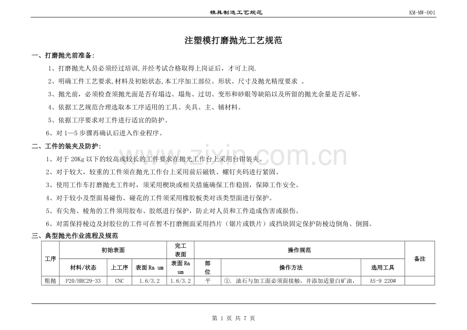 注塑模打磨抛光工艺规范.doc_第1页