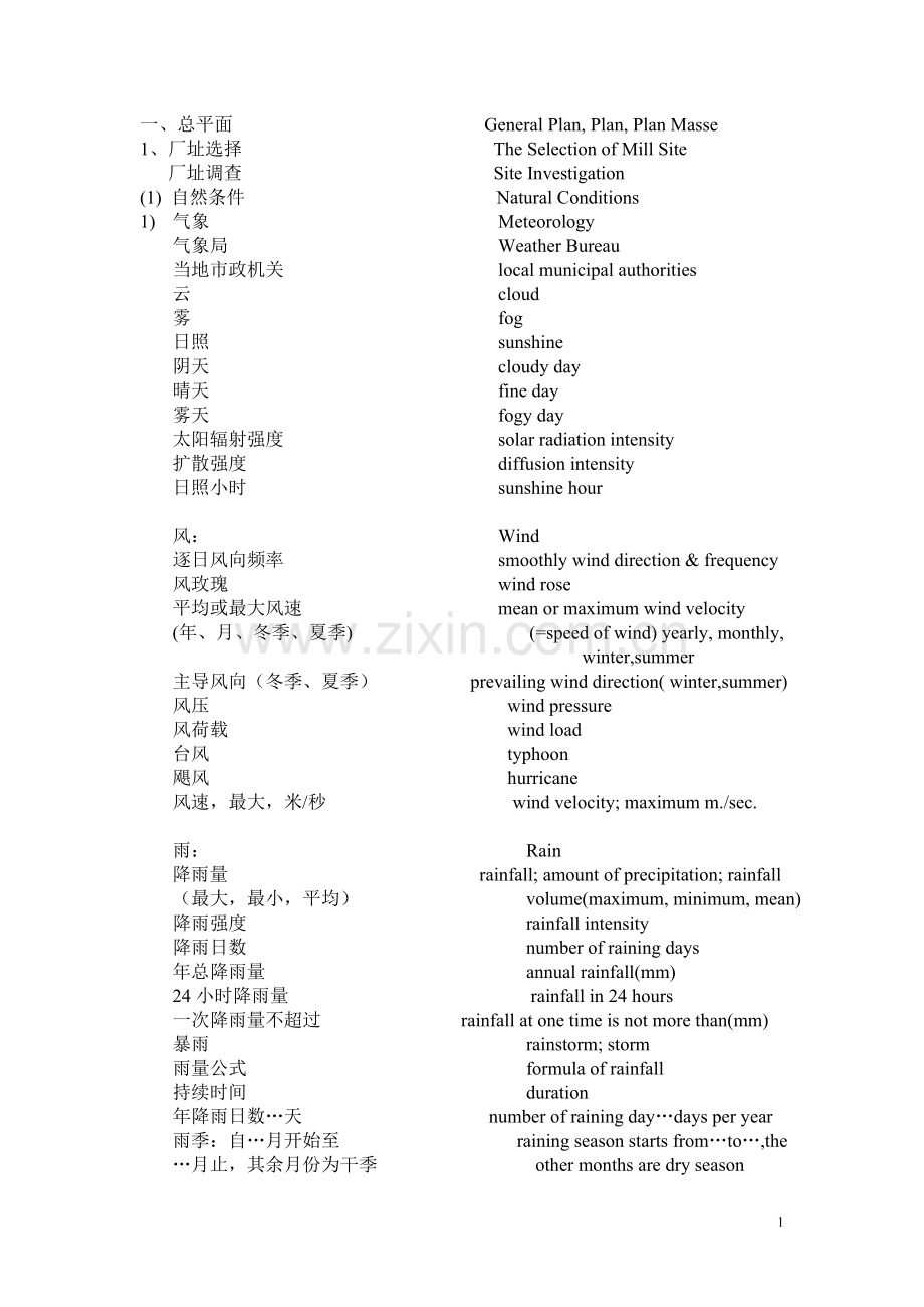 建筑类汉英词汇大全.doc_第1页