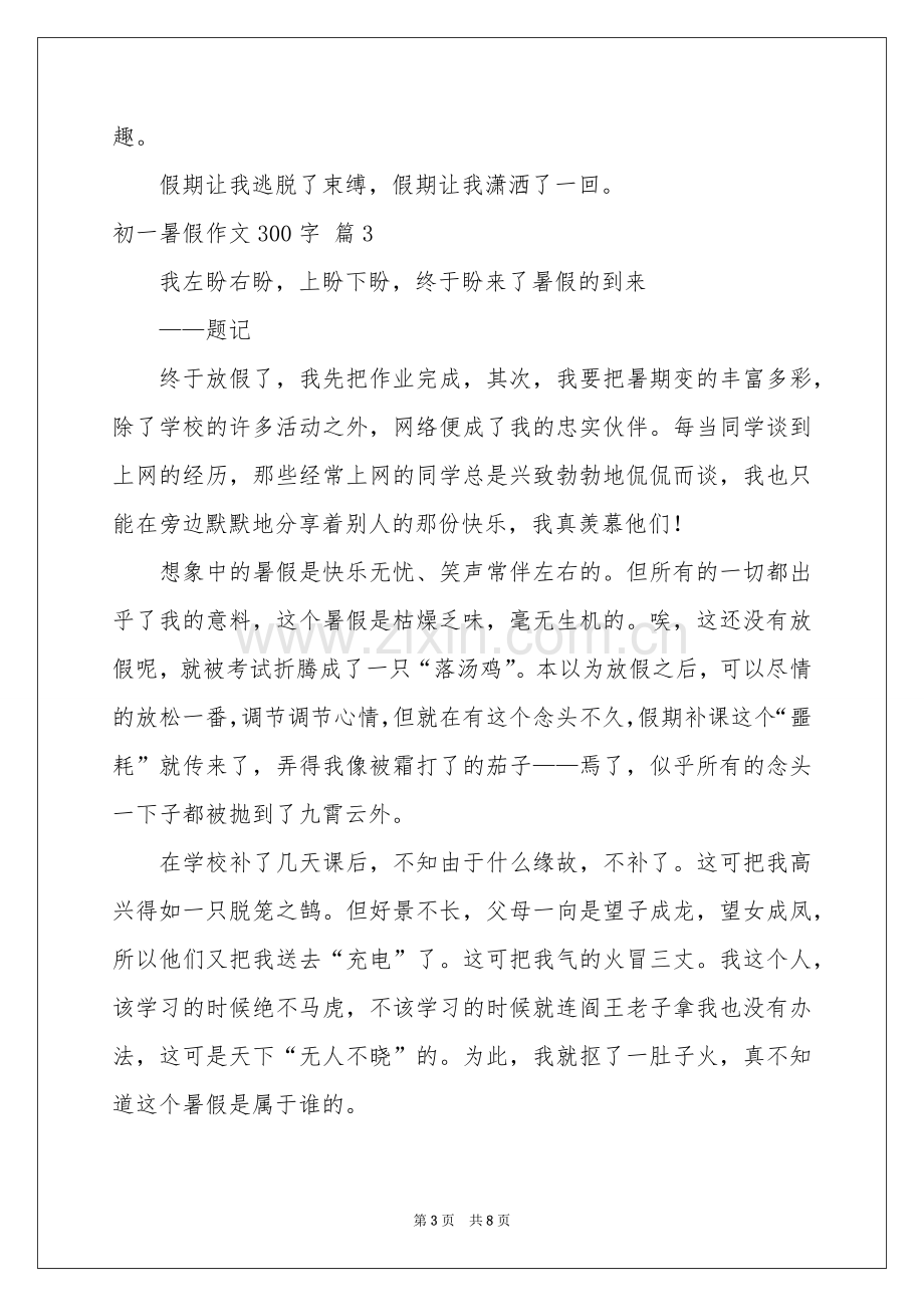 初一暑假作文300字合集九篇.docx_第3页