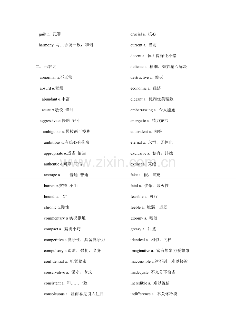 2021年大学英语六级核心词汇表新编.doc_第3页