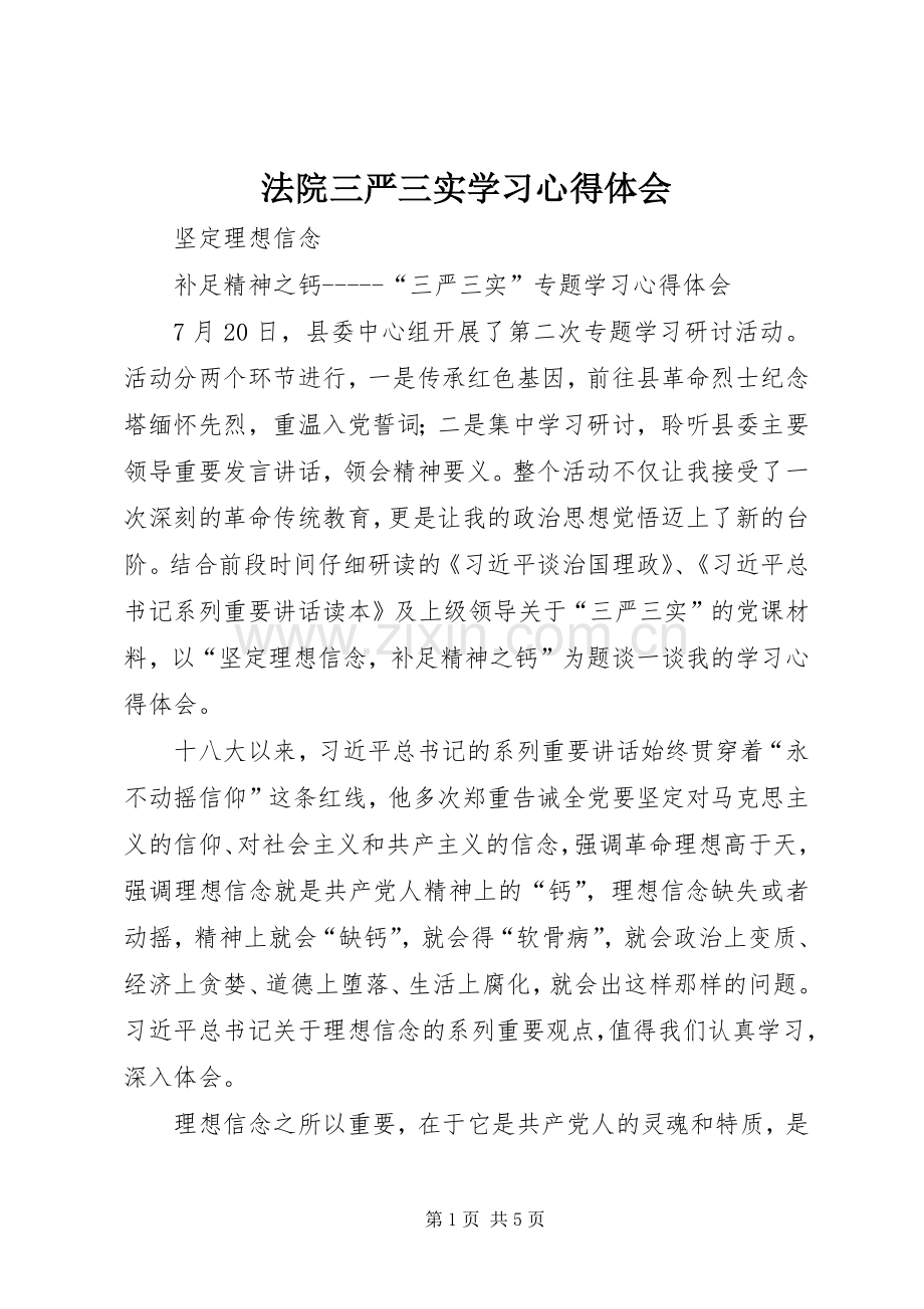 法院三严三实学习体会心得.docx_第1页