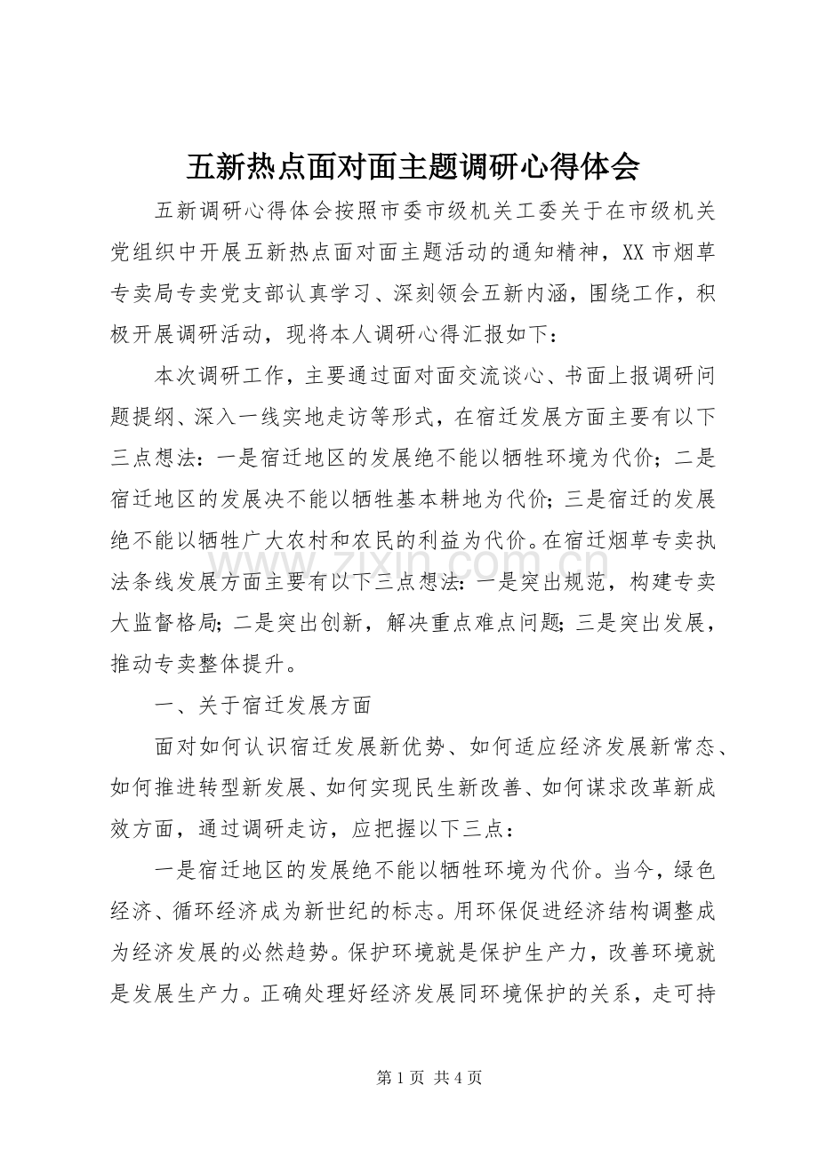 五新热点面对面主题调研体会心得.docx_第1页