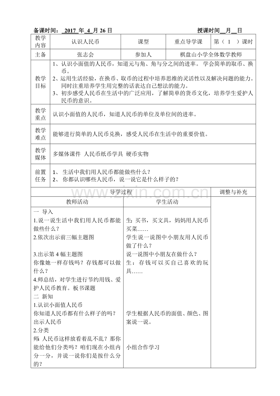 小学数学人教一年级人教版一年级下册-认识人民币.docx_第1页