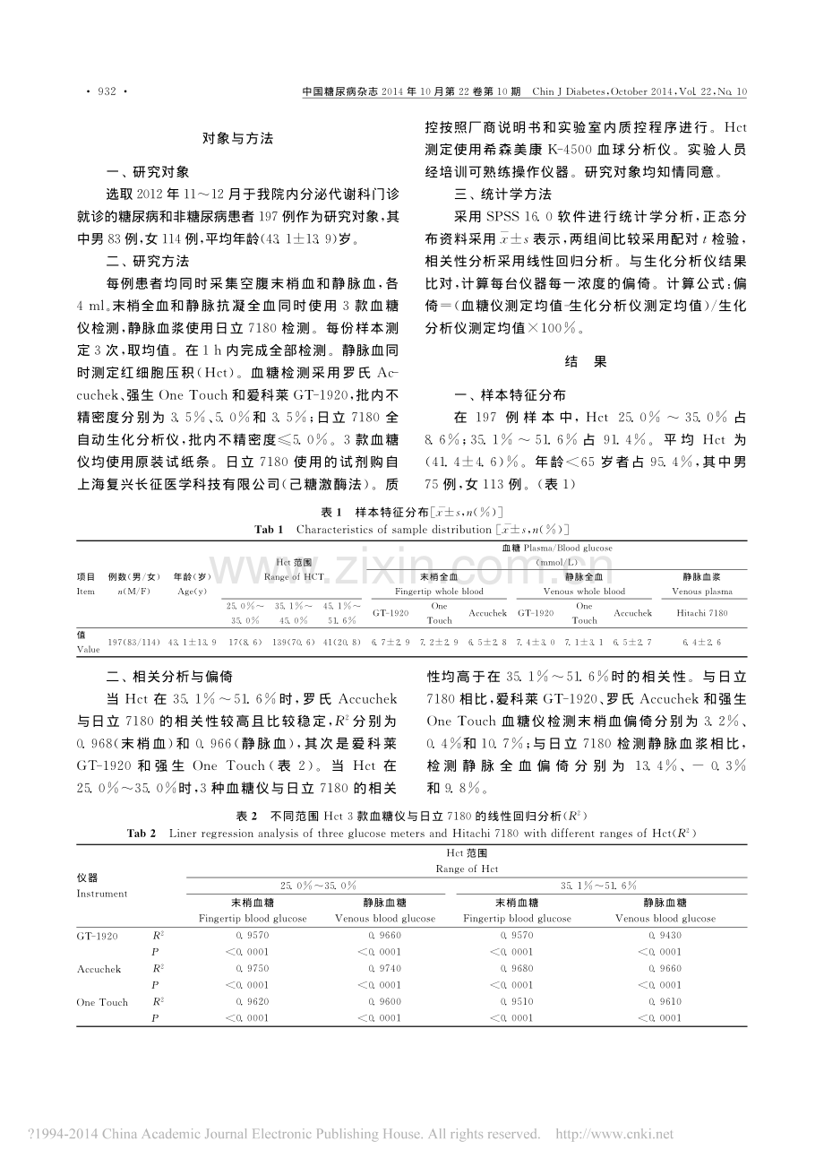 血糖仪与全自动生化仪检测末梢血和静脉血血糖的比较.pdf_第2页